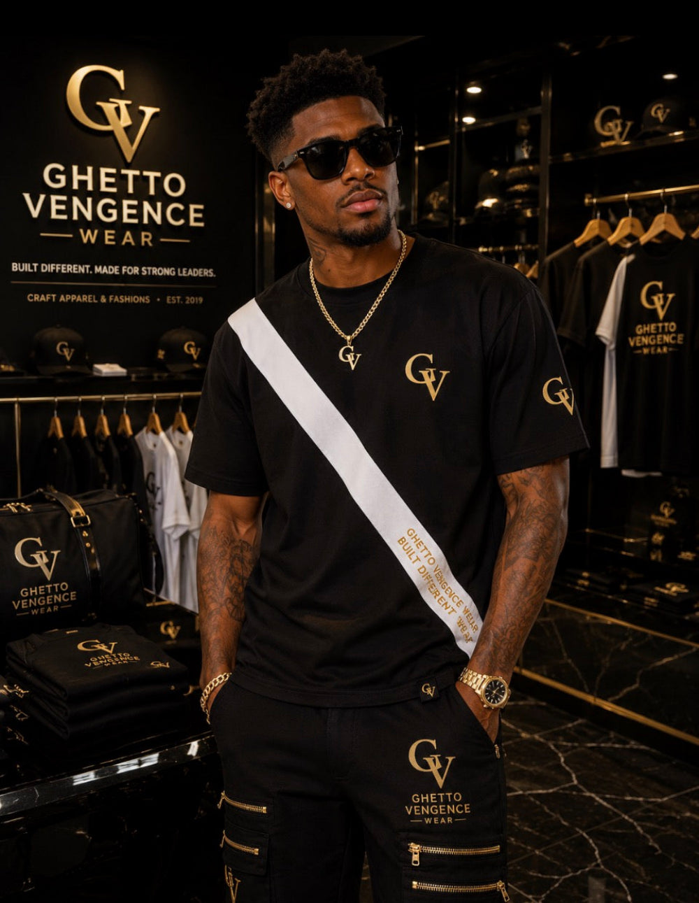 Ghetto Vengence Wear Diagonal 1 Designer Shirt