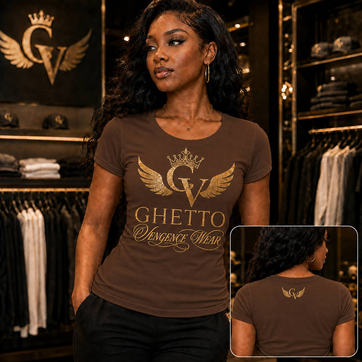Ghetto Vengence Wear Women Crown Winged T Shirts