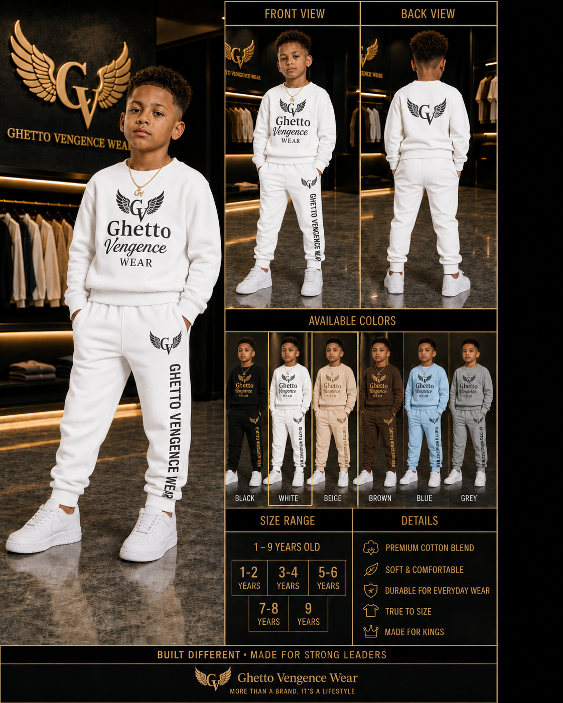 Ghetto Vengence Young Kings Kids Jogger Set