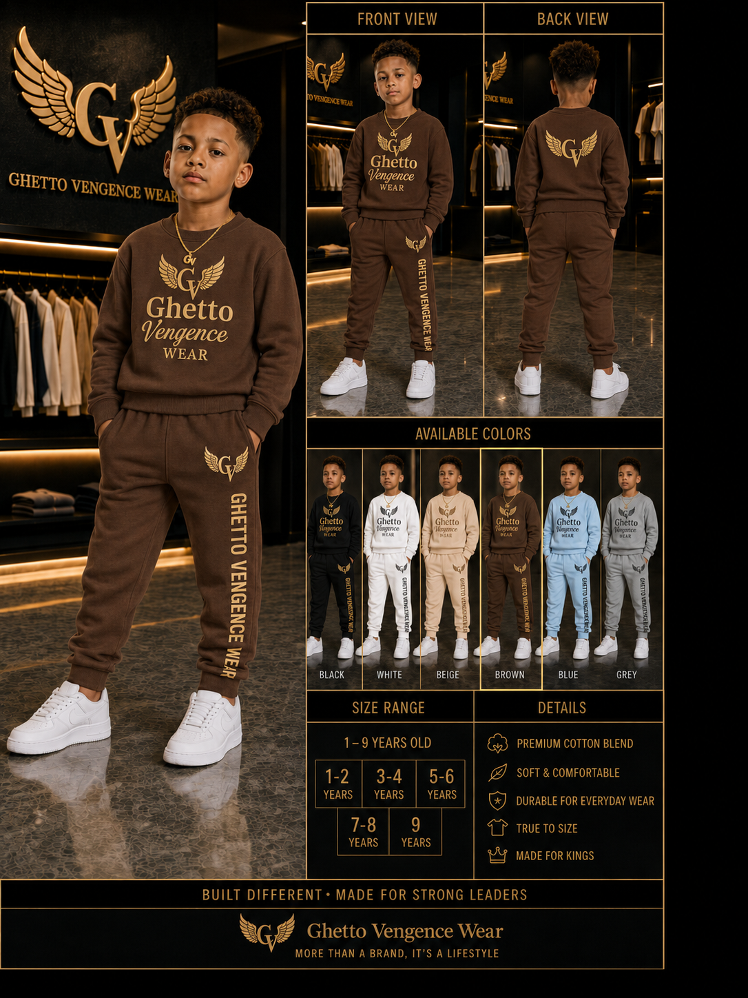 Ghetto Vengence Young Kings Kids Jogger Set
