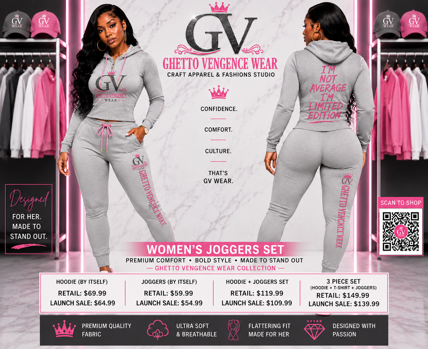 Women Ghetto Vengence Wear Diagonal