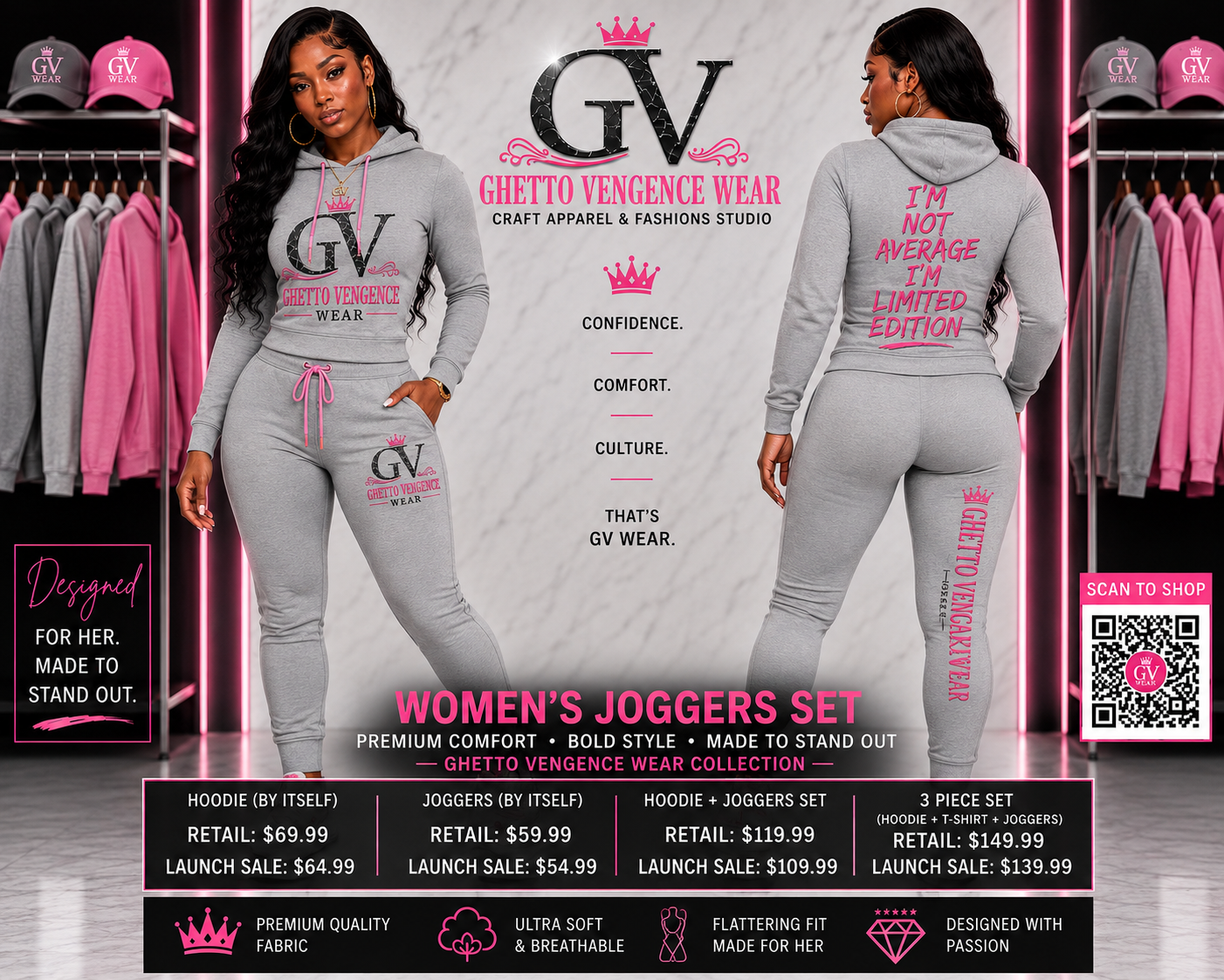 Women Ghetto Vengence Wear Diagonal