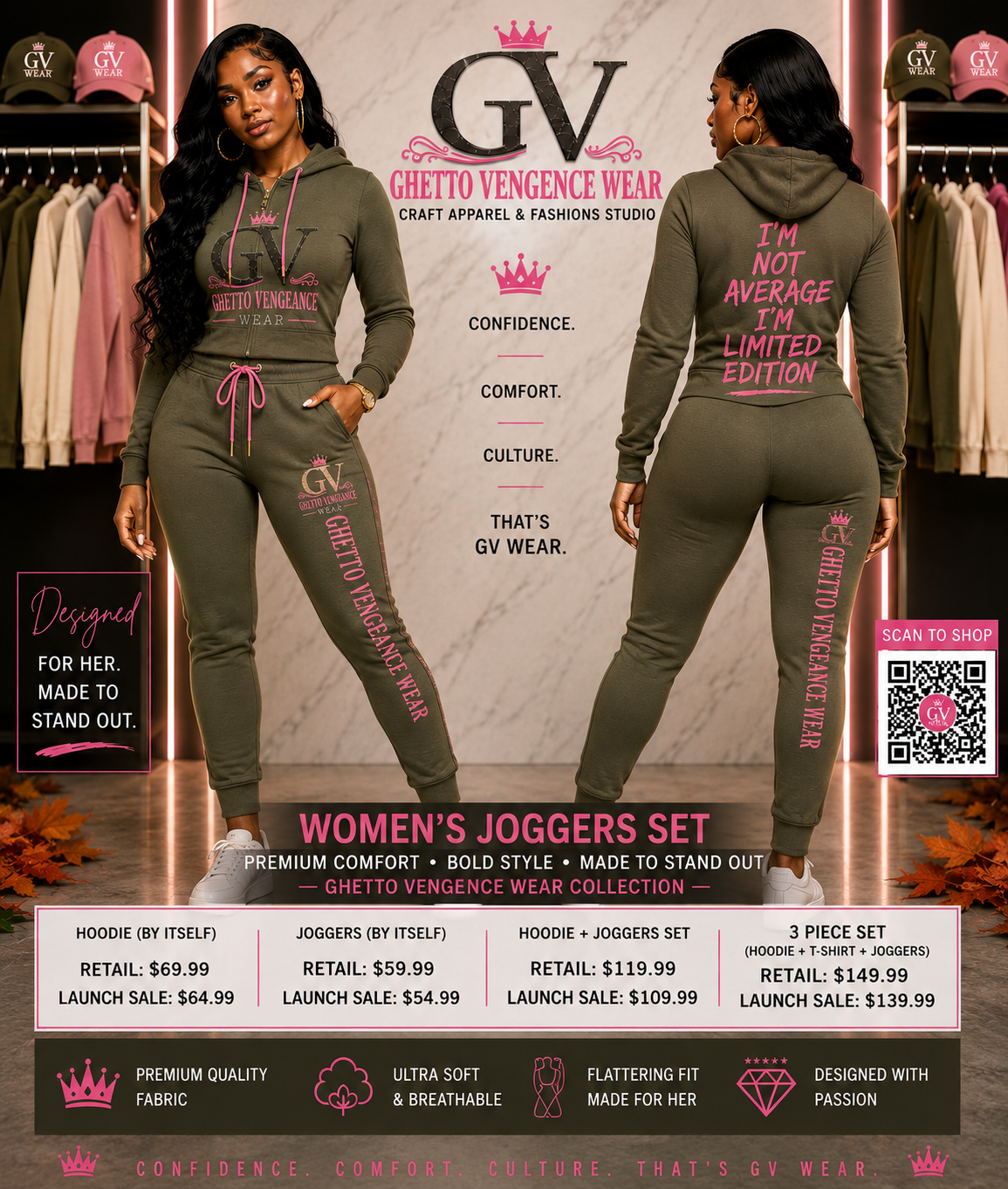 Women Ghetto Vengence Wear Diagonal