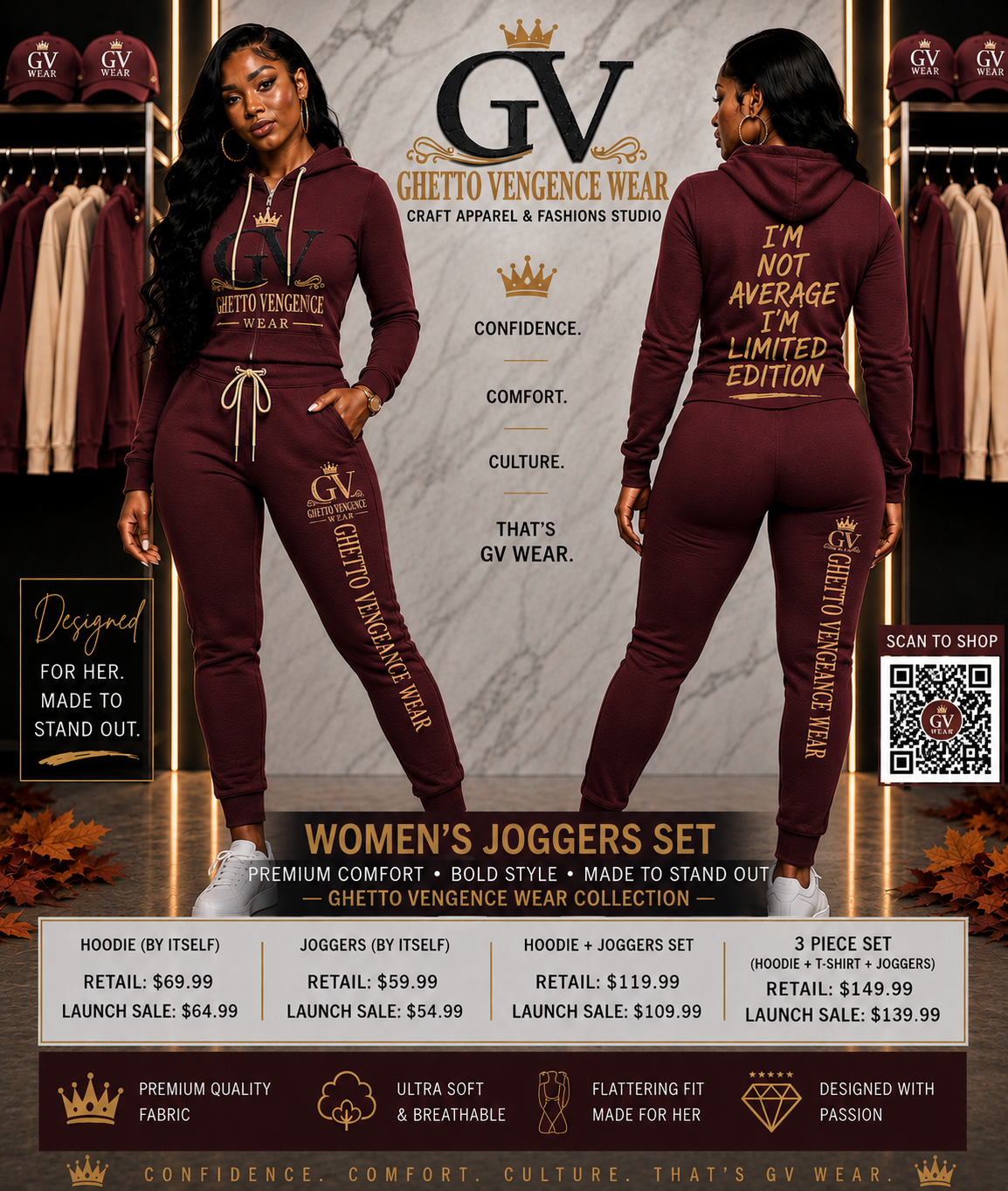 Women Ghetto Vengence Wear Diagonal