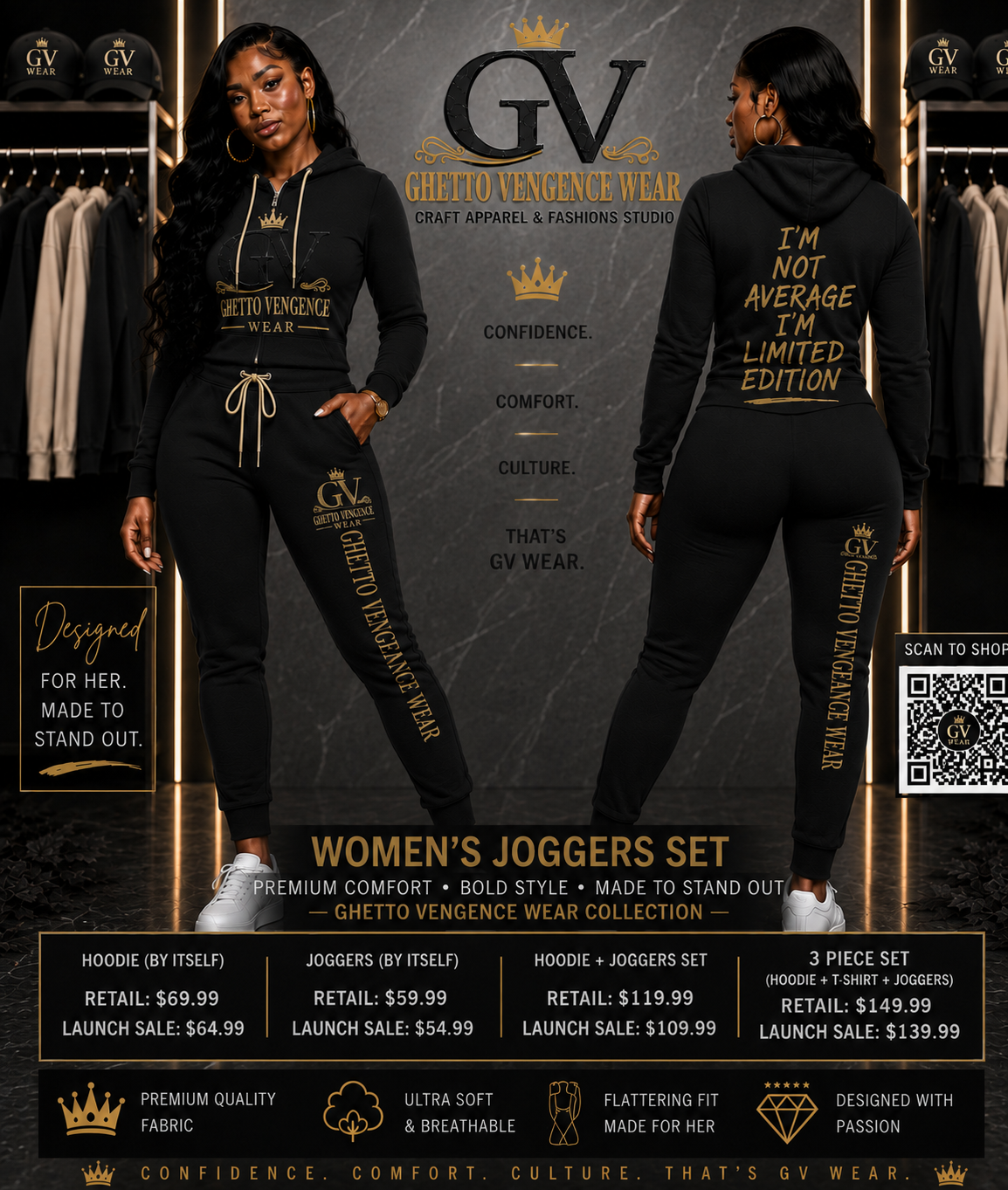 Women Ghetto Vengence Wear Diagonal