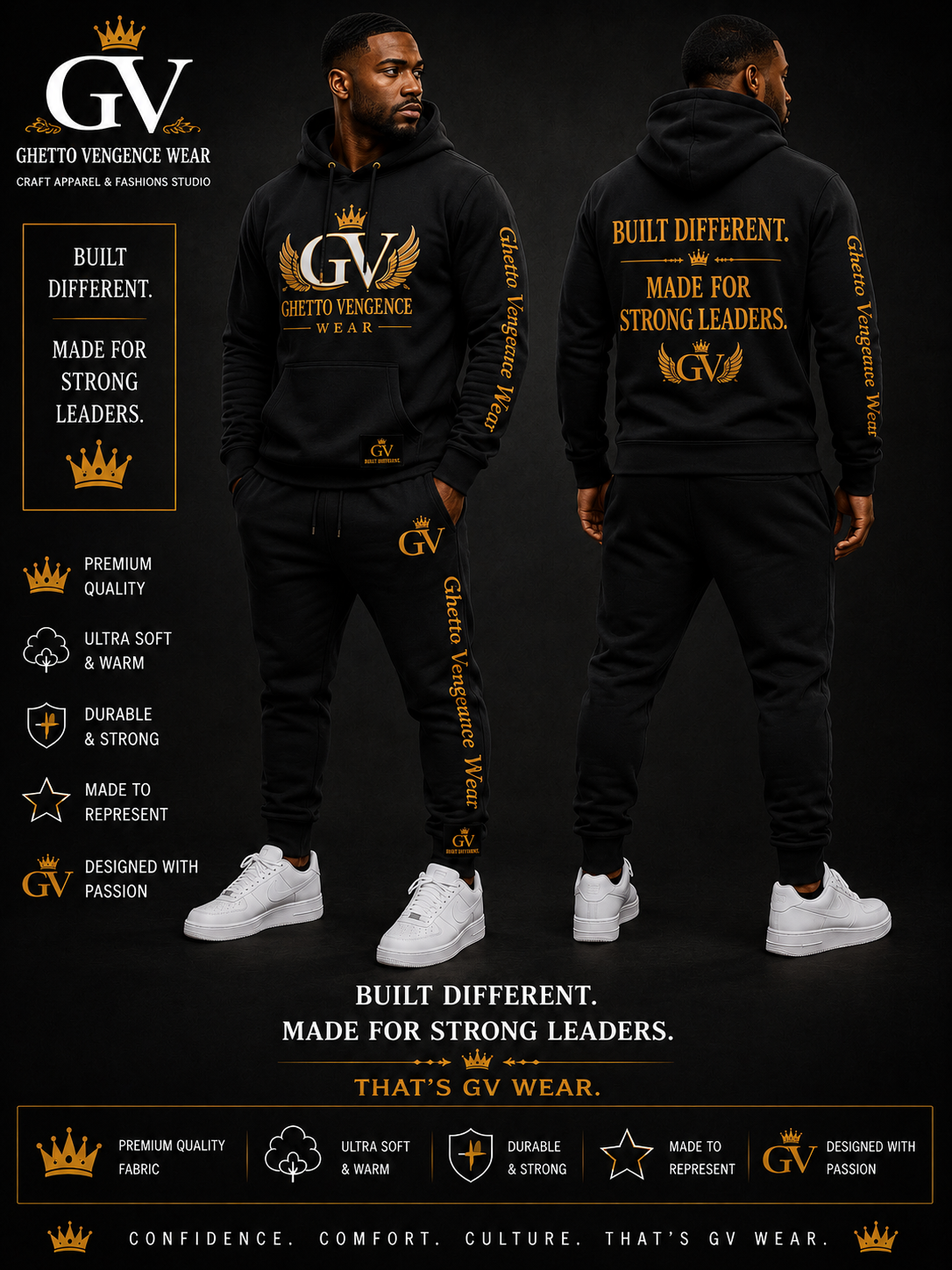 Ghetto Vengence Wear Fall Hoodie & Joggers Set