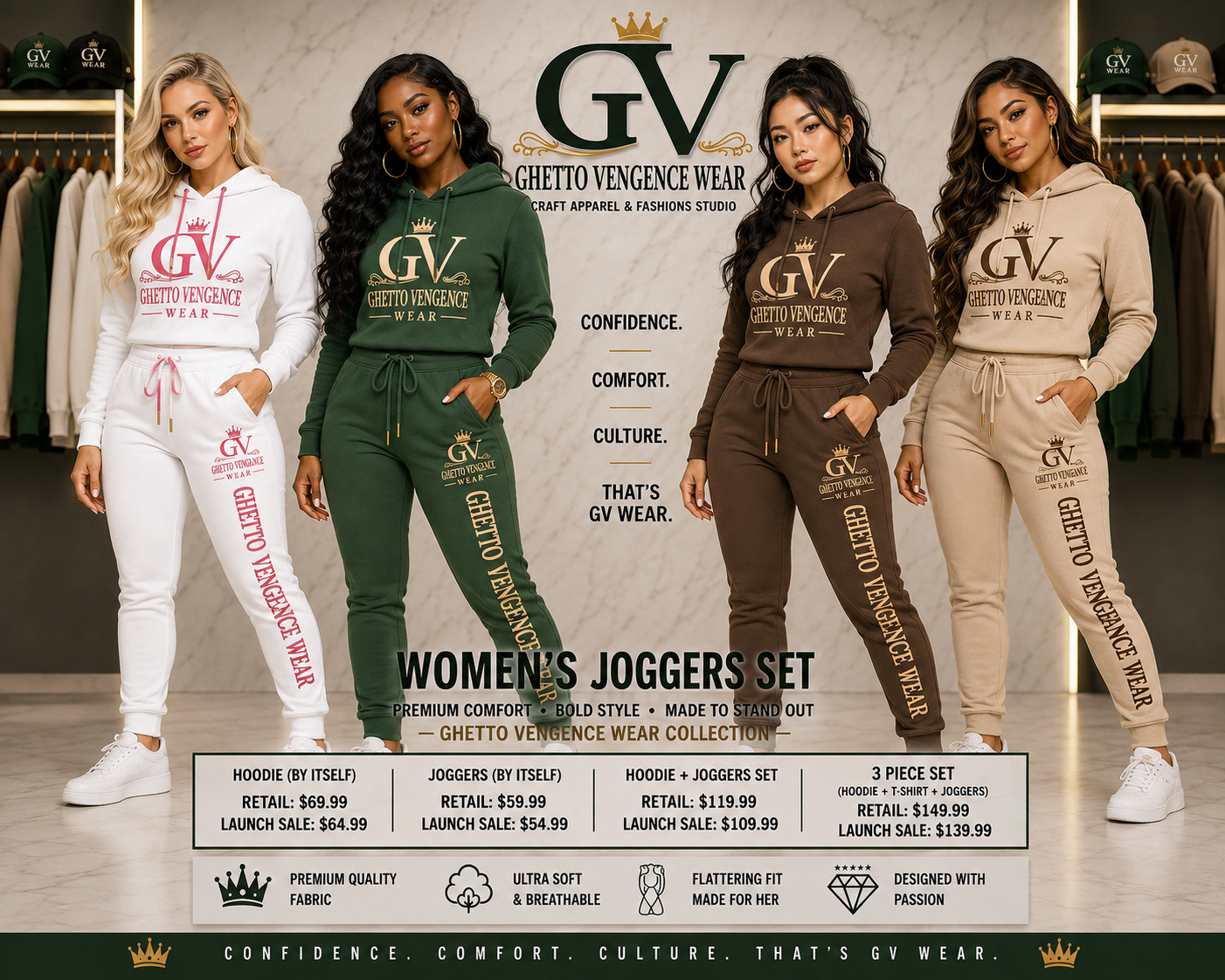 Women Ghetto Vengence Wear Diagonal