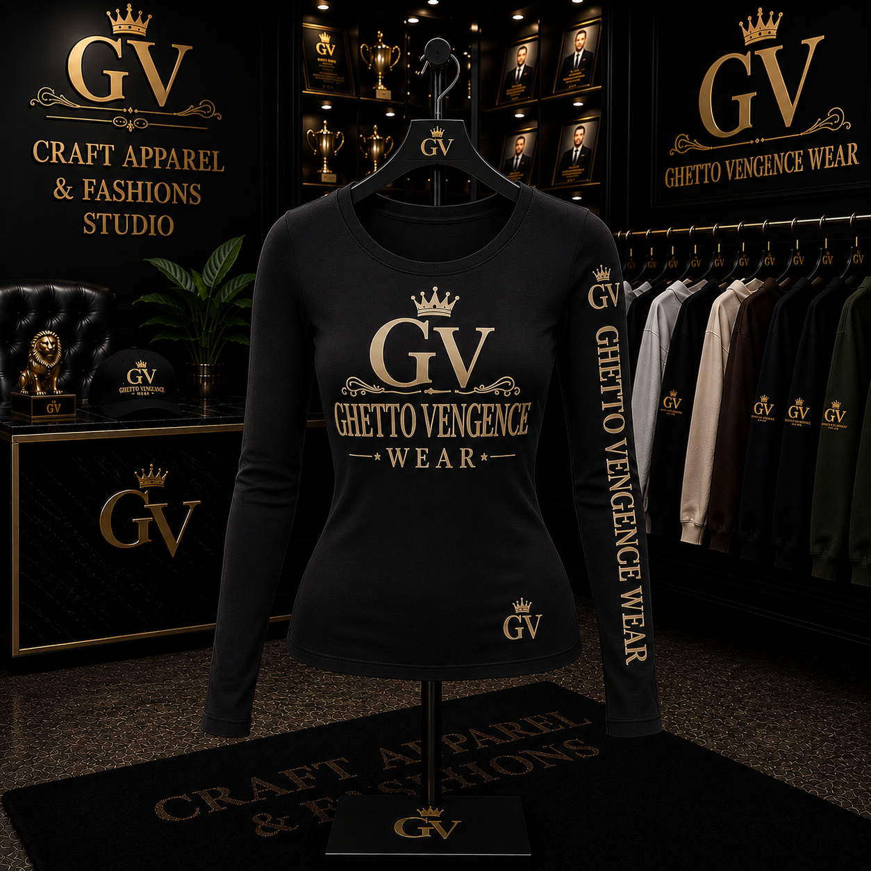 Ghetto Vengence Wear Signature Women's Long Sleeve T-Shirt