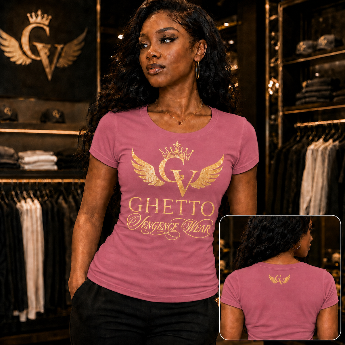 Ghetto Vengence Wear Women Crown Winged T Shirts