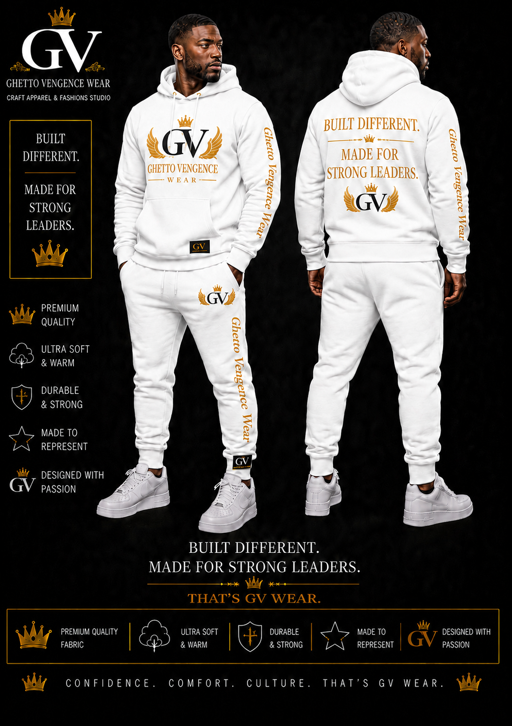 Ghetto Vengence Wear Men's Hoodie & Joggers Set