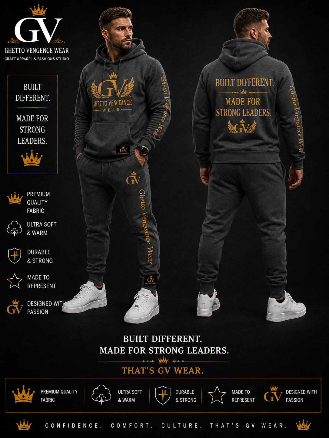 Ghetto Vengence Wear Fall Hoodie & Joggers Set